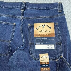 Blue Mountain‎ Relaxed Fit Denim Utility Cotton Jeans Pants Mens 34x32 Work NWT